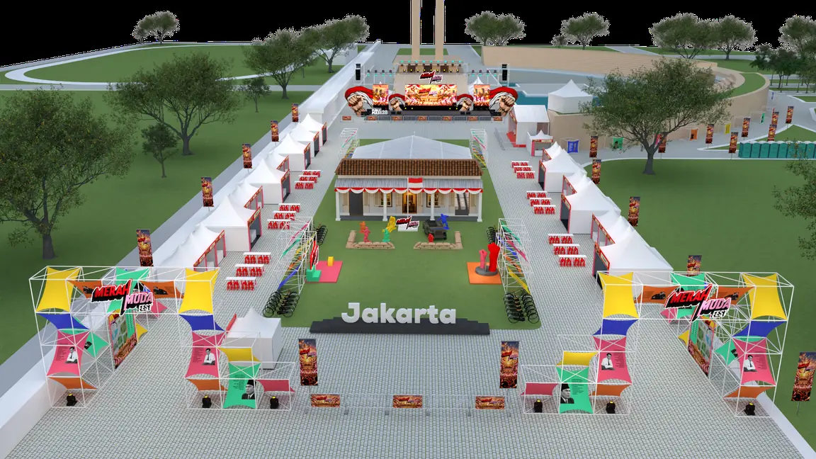 Rancangan area diorama gedung Kongres Pemuda II di Lapangan Banteng
